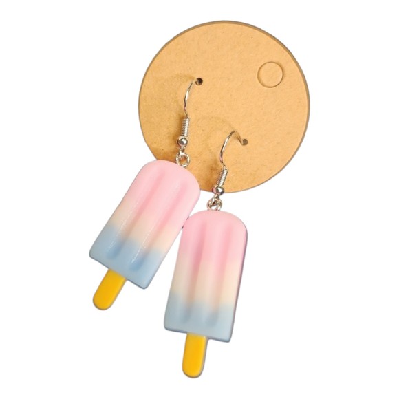 Popsicle Earrings with Wire Hook Blue and Pink: A Sweet Treat for Fashion Lovers - Picture 2 of 3